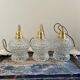Set of three vintage pendant lamps in chiseled glass