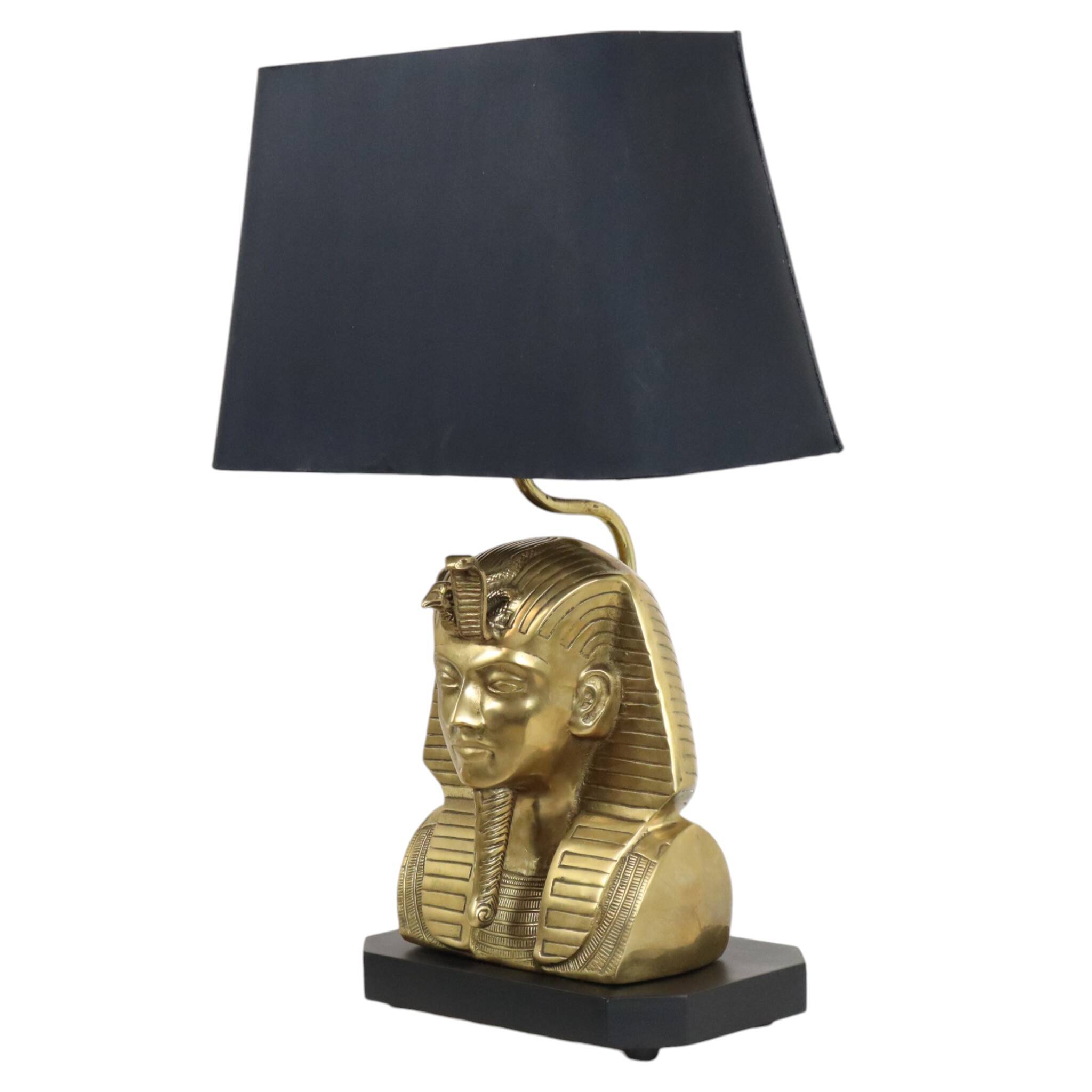 Vintage Brass Pharaoh Table Lamp Hollywood Regency 56cm
