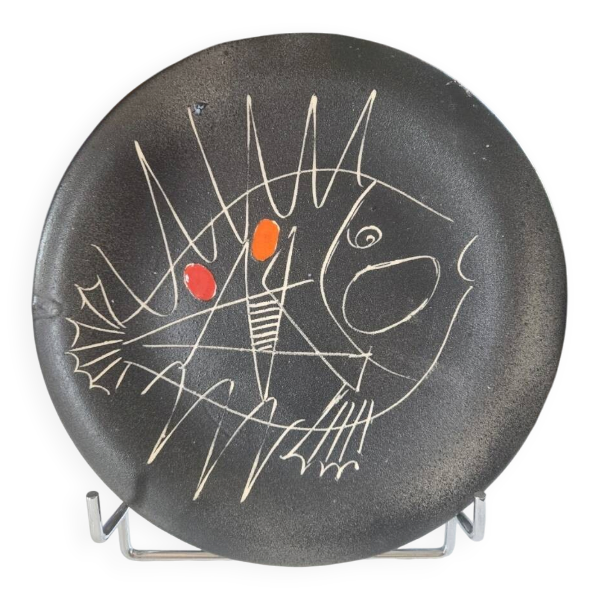 Magnificent vintage Vallauris plate "the cart" Picasso style 1950-