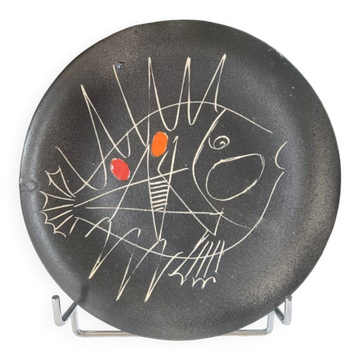 Magnificent vintage Vallauris plate "the cart" Picasso style 1950-