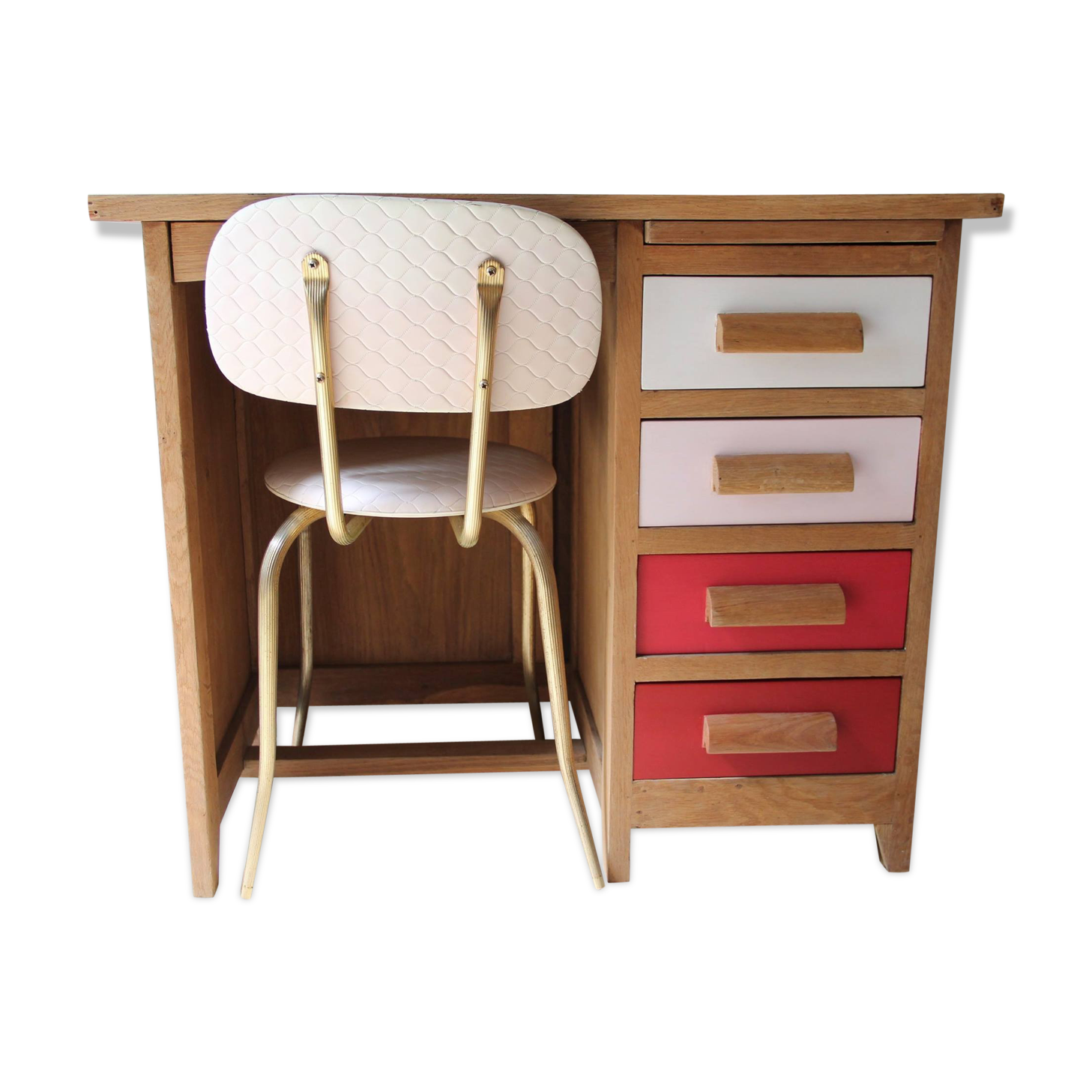 Children's desk in oak from the 60s and his chair