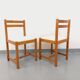 Pair of vintage chairs in pine and white terry fabric from the 70s