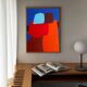 Figurative art couple blue background signed