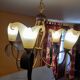 Lustre suspension 5 bras original année 1980 en métal et verre poli
