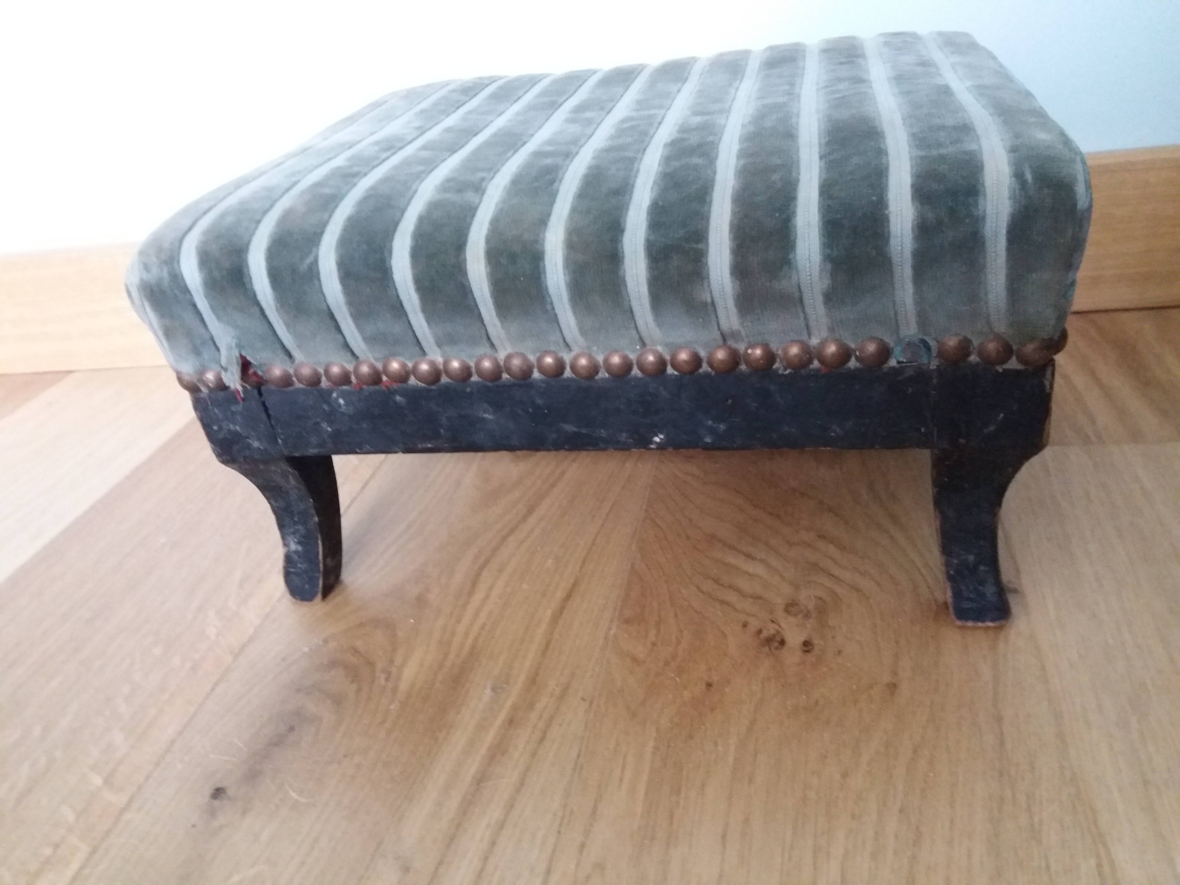 Wooden and velvet footrest