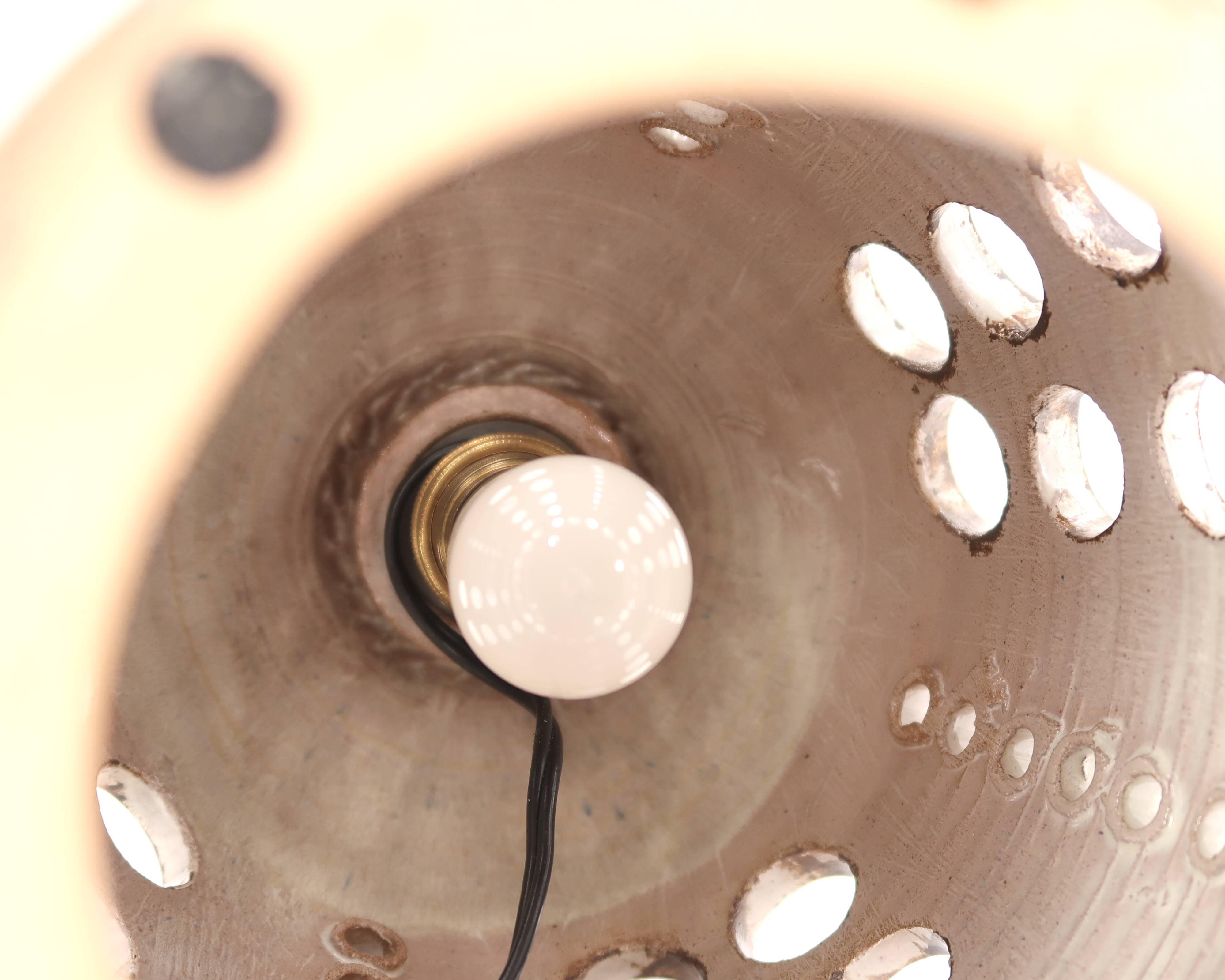 Large brown ceramic lamp signed, 1970s