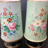 Paire De Vases Porcelaine De Paris XIXe Décor Fleurs