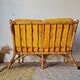 1960s rattan bench - yellow velvet