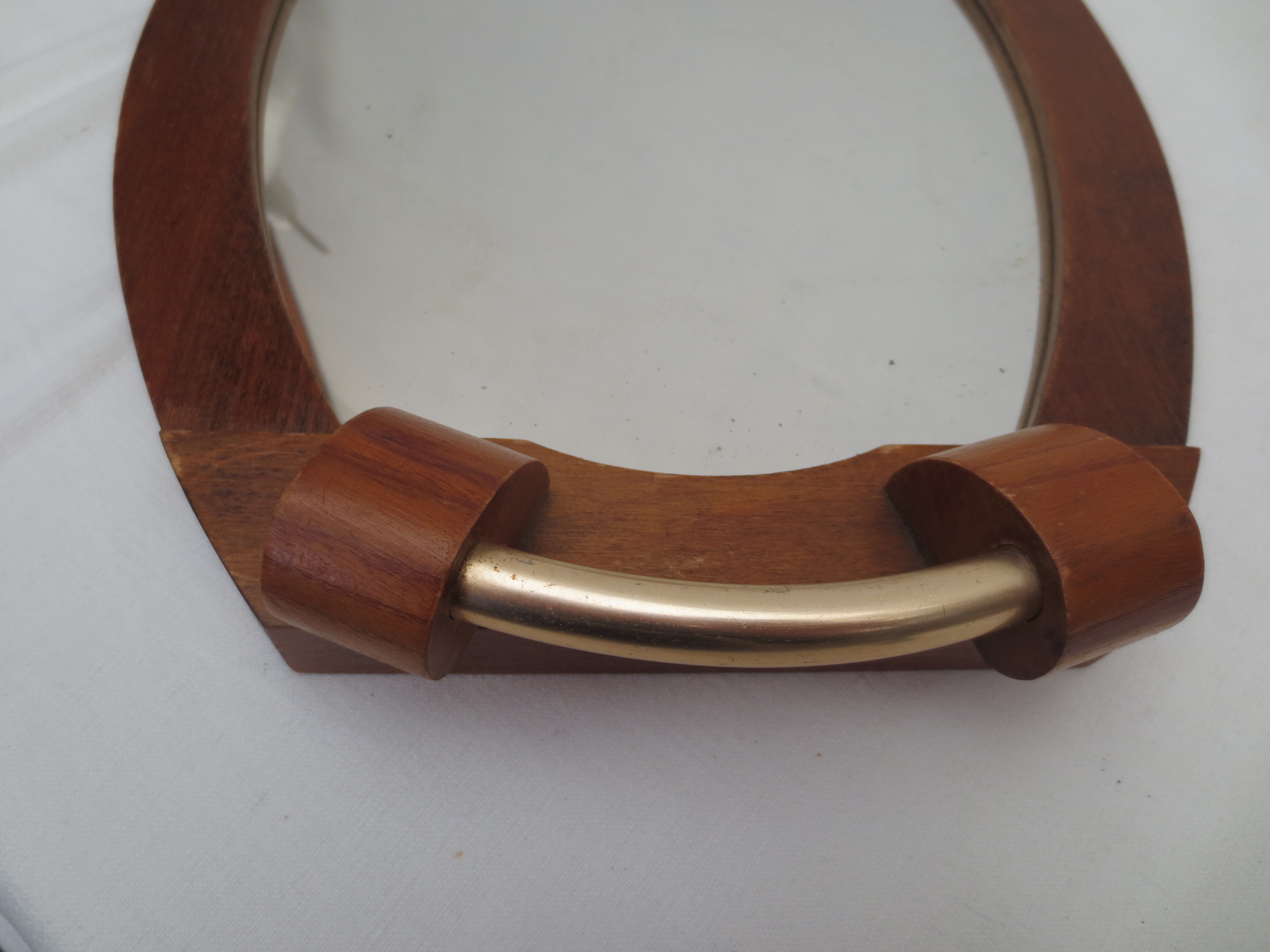 Plateau  à hors d'oeuvre en cristal sur base plateau miroir en bois des  année  40