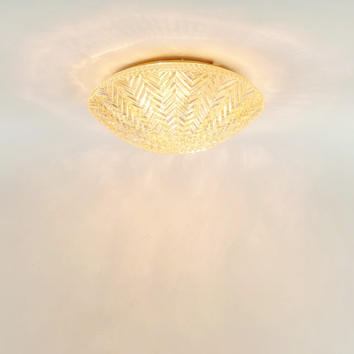 Mid Century Geometric Amber Glass Ceiling Light from Limburg, Germany, 70s