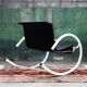 Rocking chair Memphis Ellipse leather Les Amisco with its cushion