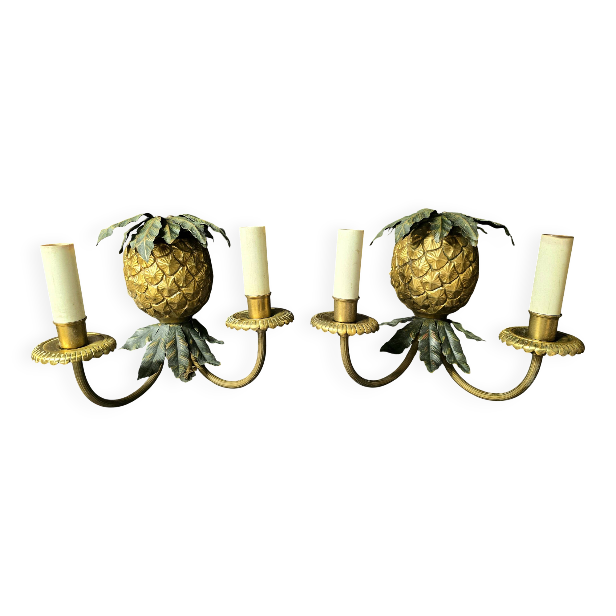 Maison Charles & Fils - Pair of Pineapple wall lights