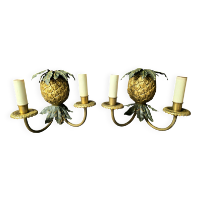 Maison Charles & Fils - Paire d'appliques Ananas