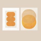 Duo of abstract paintings - paintings on paper signed Eawy