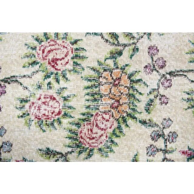 1970s Turkish Oushak Handmade Wool Cotton Beige Area Rug 127x235