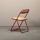 Giancarlo Piretti Plia Folding Chair in Red and Straw for Castelli, Italy