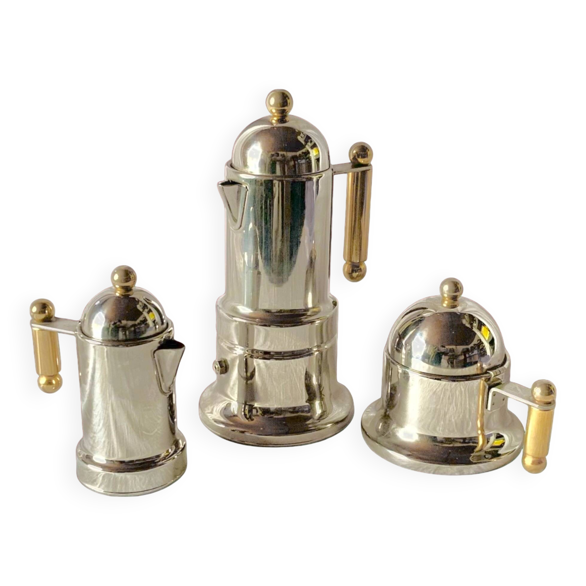 Kontessa VEV Vigano 4-cup Italian coffee maker with sugar bowl and milk jug - 18/10 stainless steel