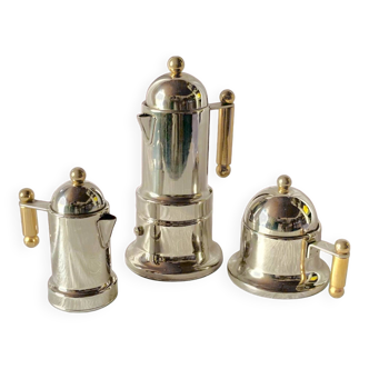 Kontessa VEV Vigano 4-cup Italian coffee maker with sugar bowl and milk jug - 18/10 stainless steel