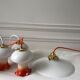 Hanging lamp in opaline smooth orange thread early twentieth century
