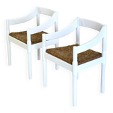 Set of two Carimate chairs by Vico Magistretti in white