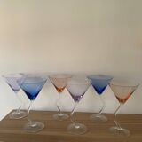 Set de 6 verres à cocktail dansant multicolor, 1990