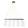 Danish teak pendant lamp with opal glass