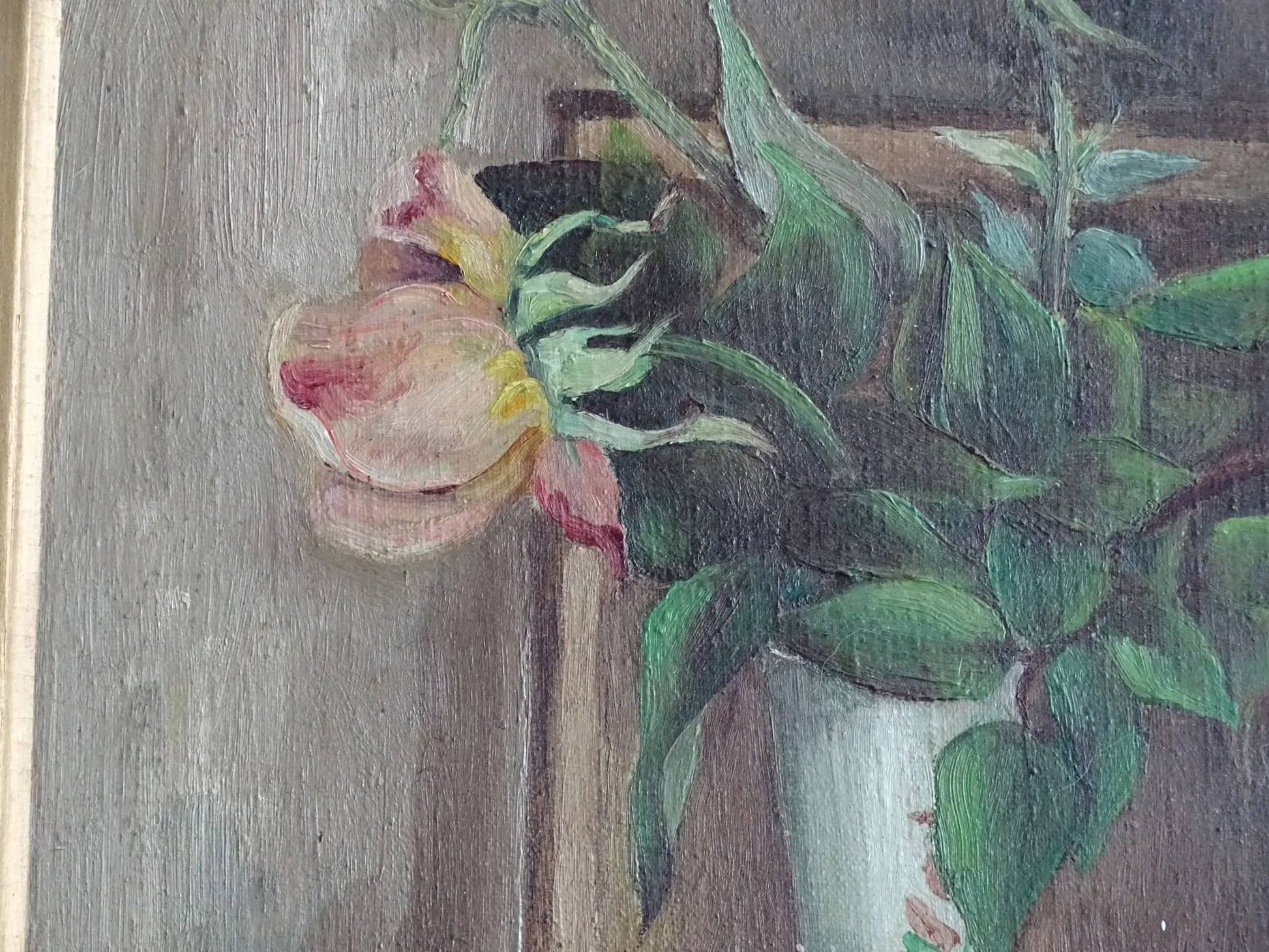 Nature morte ancienne française, huile sur toile, sous cadre doré