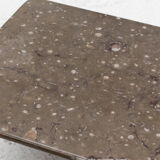 Set of 3 square, fossil marble coffee tables, 1970’s design