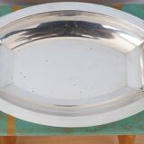 Silver plated metal hollow dish and mahogany handles