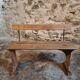 Vintage French wooden bench from the 1920s – Solid beech bench with backrest.
