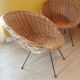 Vintage rattan basket armchairs