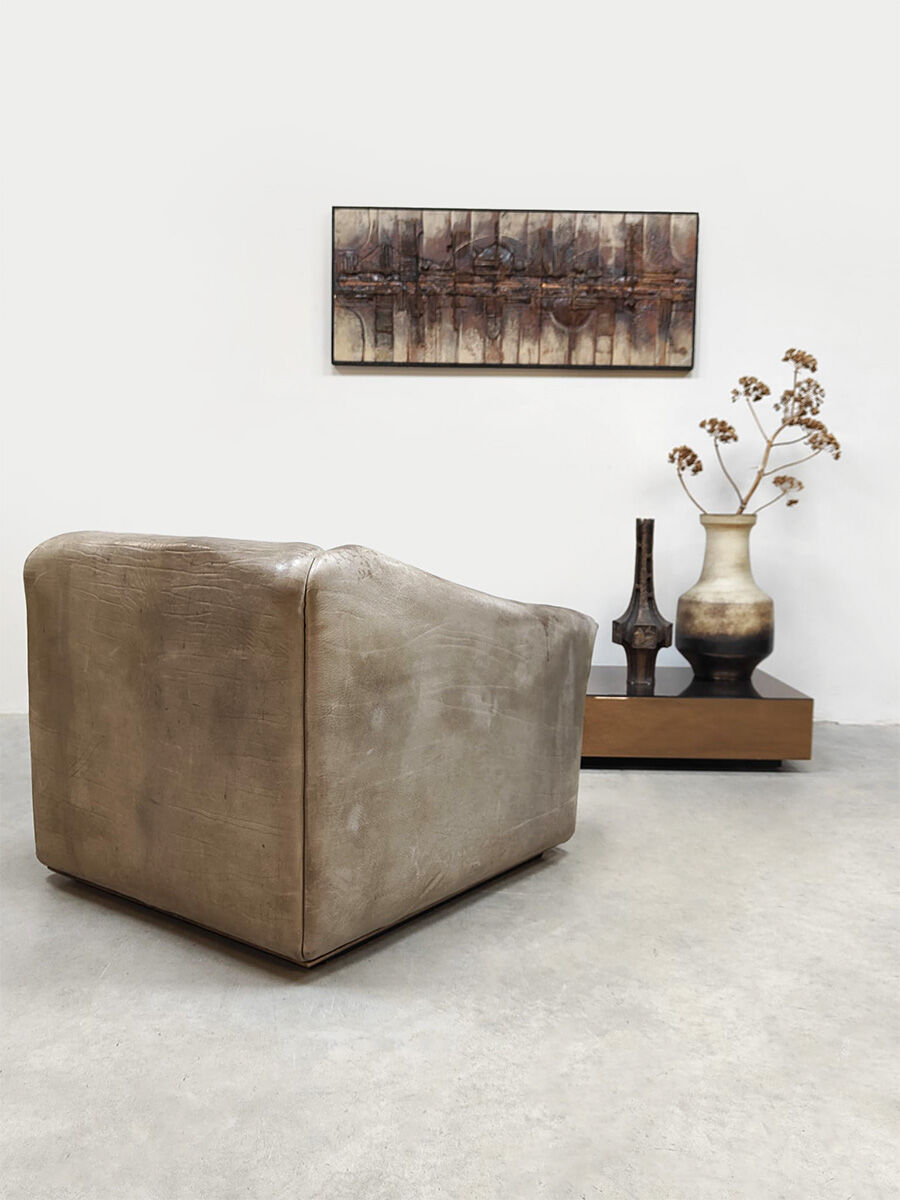 Vintage leather DS47 armchair ottoman De Sede