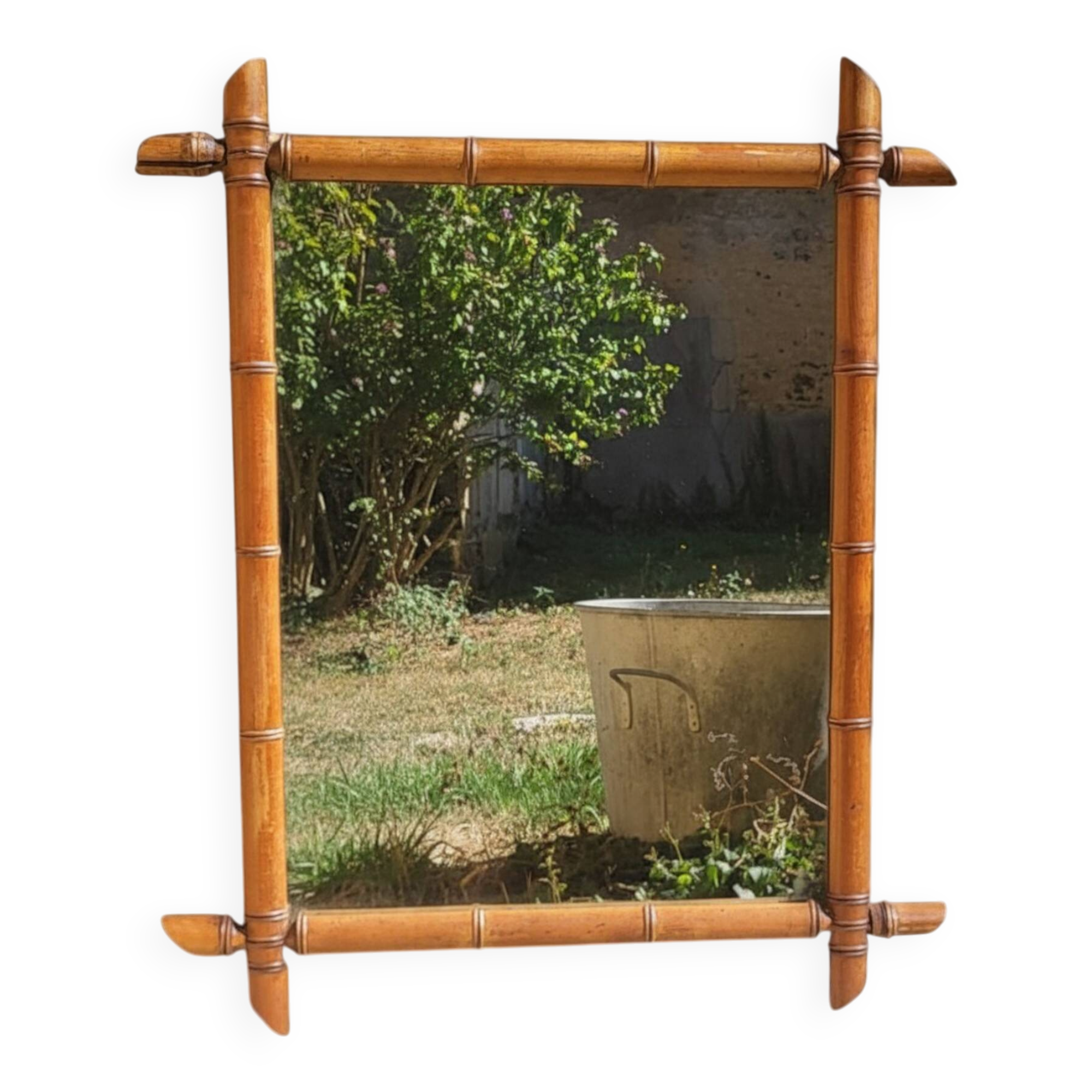 Wooden mirror turned in a bamboo style 58*73 cm