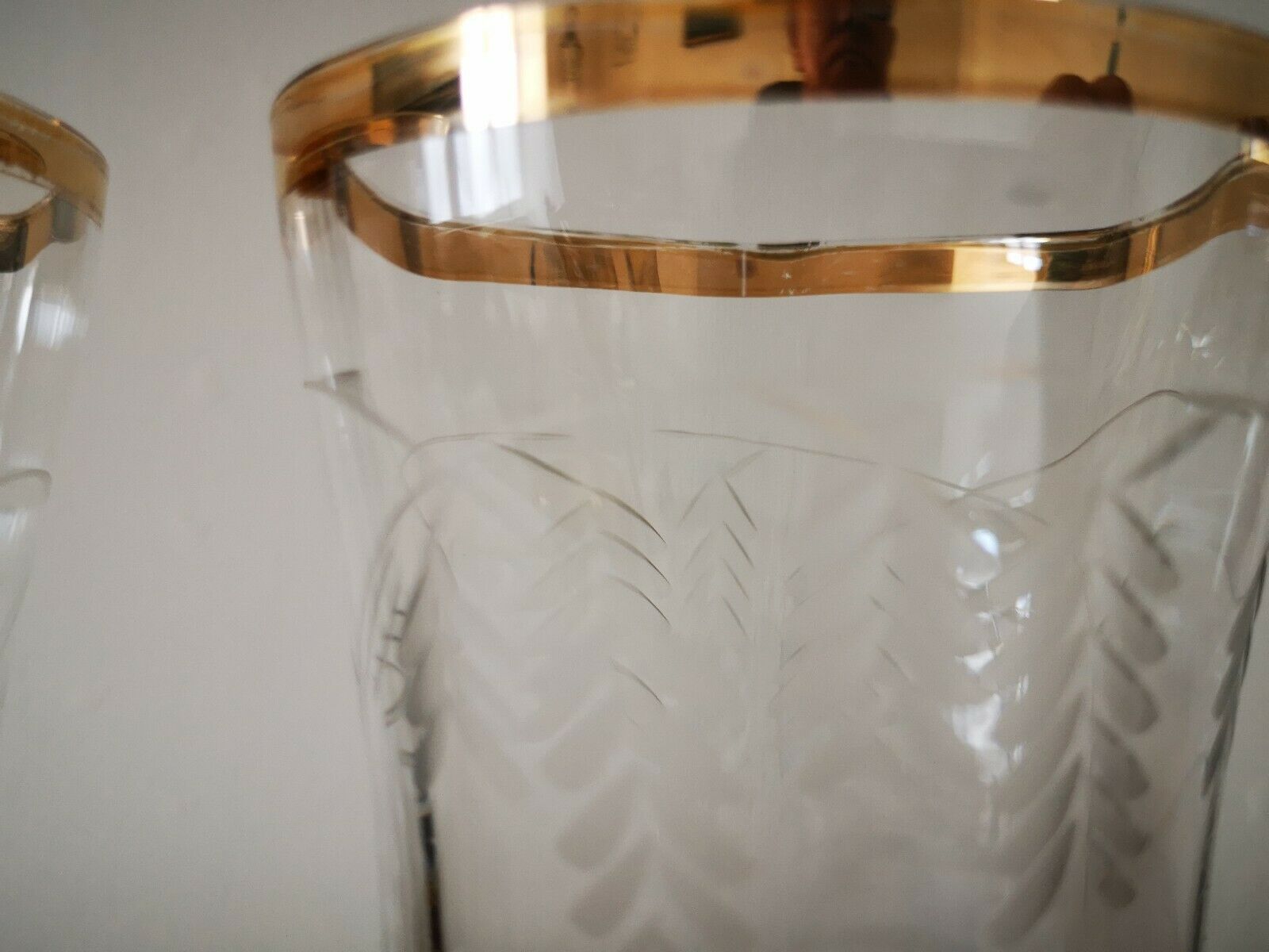 Set de 6 verres ancien gobelet gravé et doré