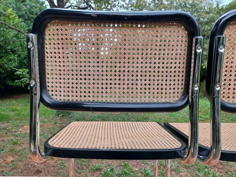 Pair of Marcel Breuer B32 Cesca black chairs
