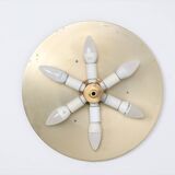 Orrefors crystal and brass ceiling lamp for Lyfa, 1970s