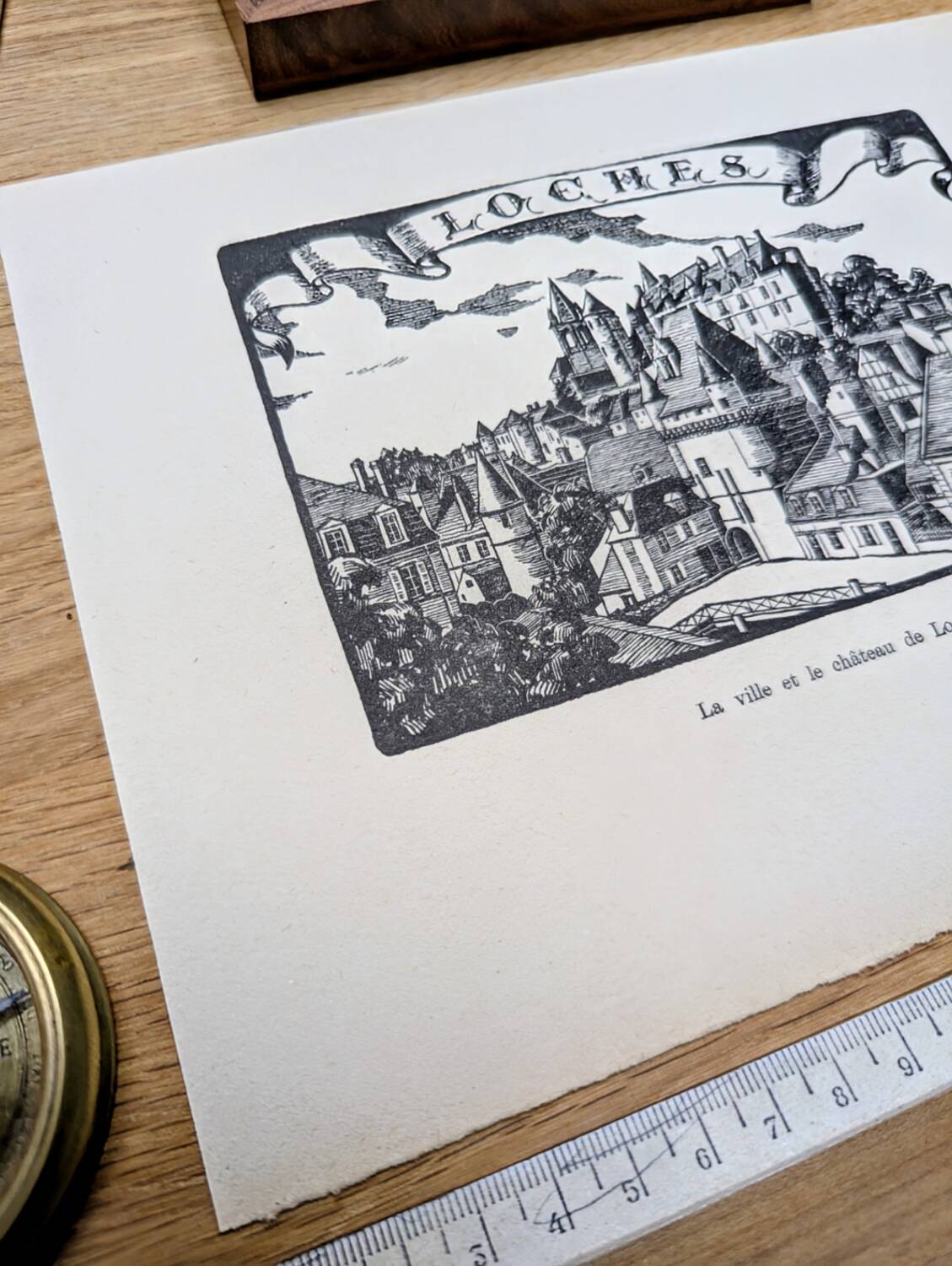 Loches, Indre-et-Loire, printed in 1933, vintage engraving.