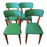 Set of 4 green Scandinavian chairs