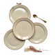 4 Small plates in speckled stoneware, Tulowice style, mid-century, 20th century