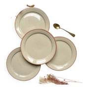 4 Small plates in speckled stoneware, Tulowice style, mid-century, 20th century