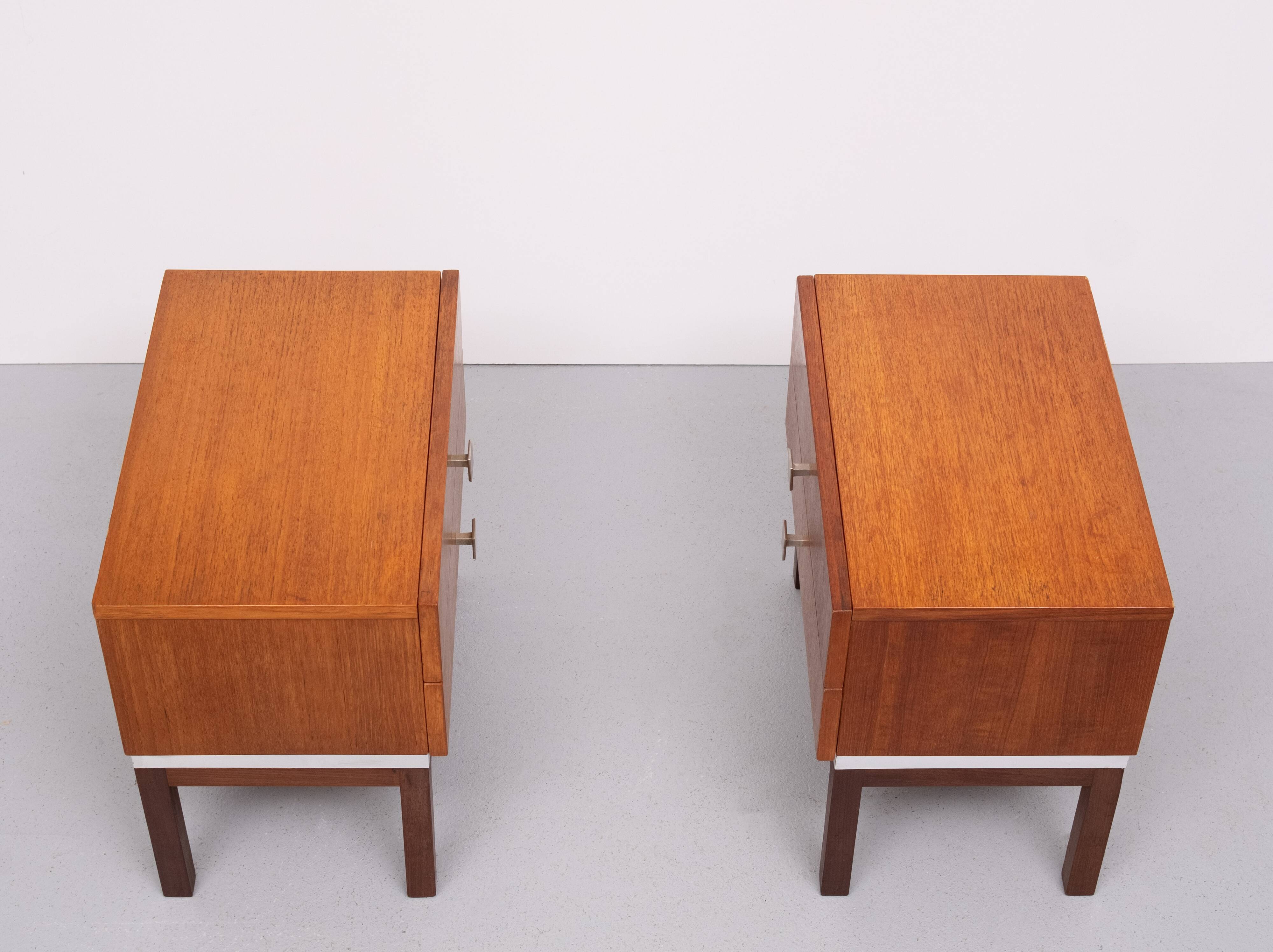 Pair of Meurop teak bedside tables 1960 Belgium