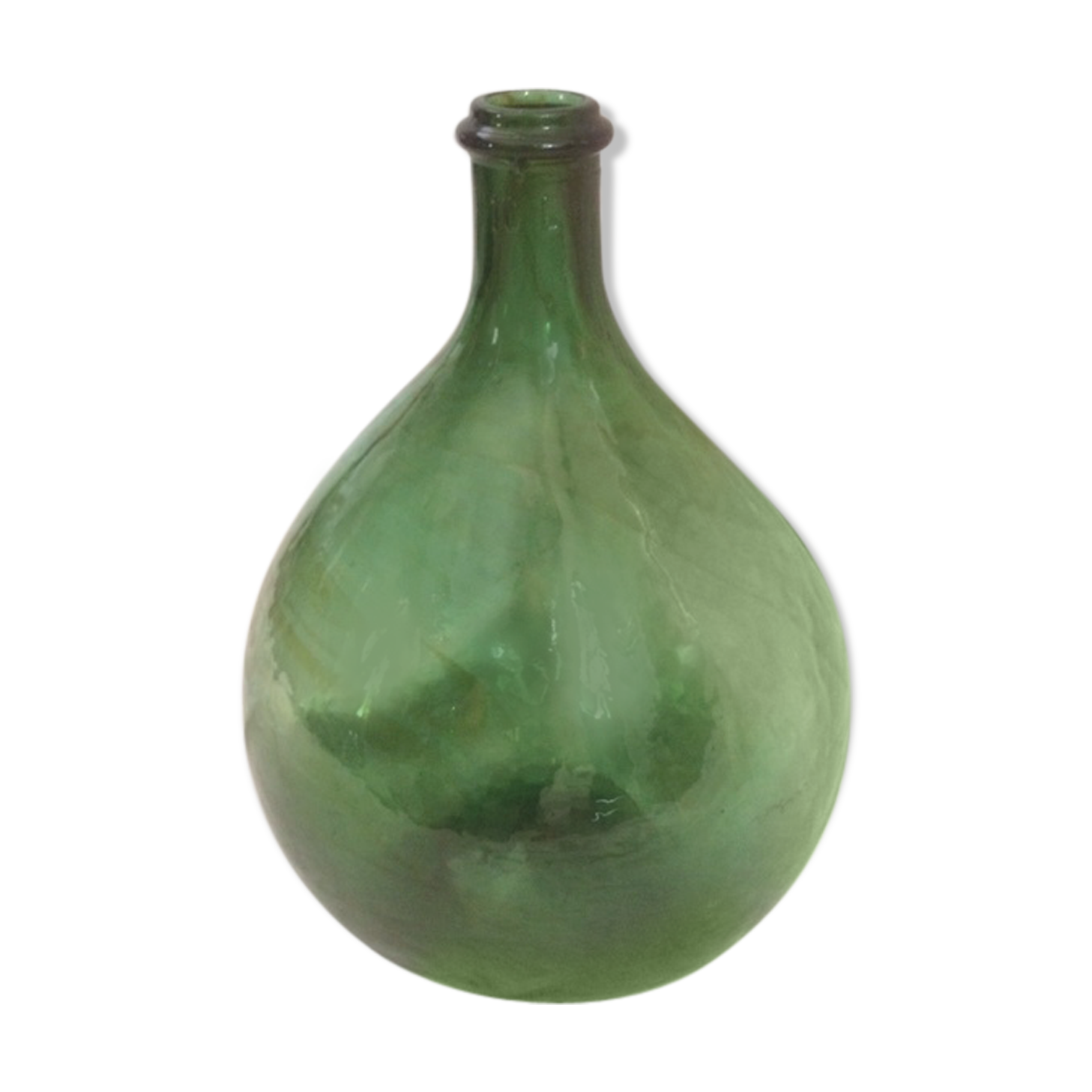 Demijohn with a beautiful glass mixing green and brown