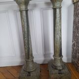 Pair of 19th century green marble columns