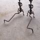 Pair of Wrought Iron Andirons with Refined Ornamentation - 20th Century