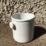 Large white glazed terracotta pot