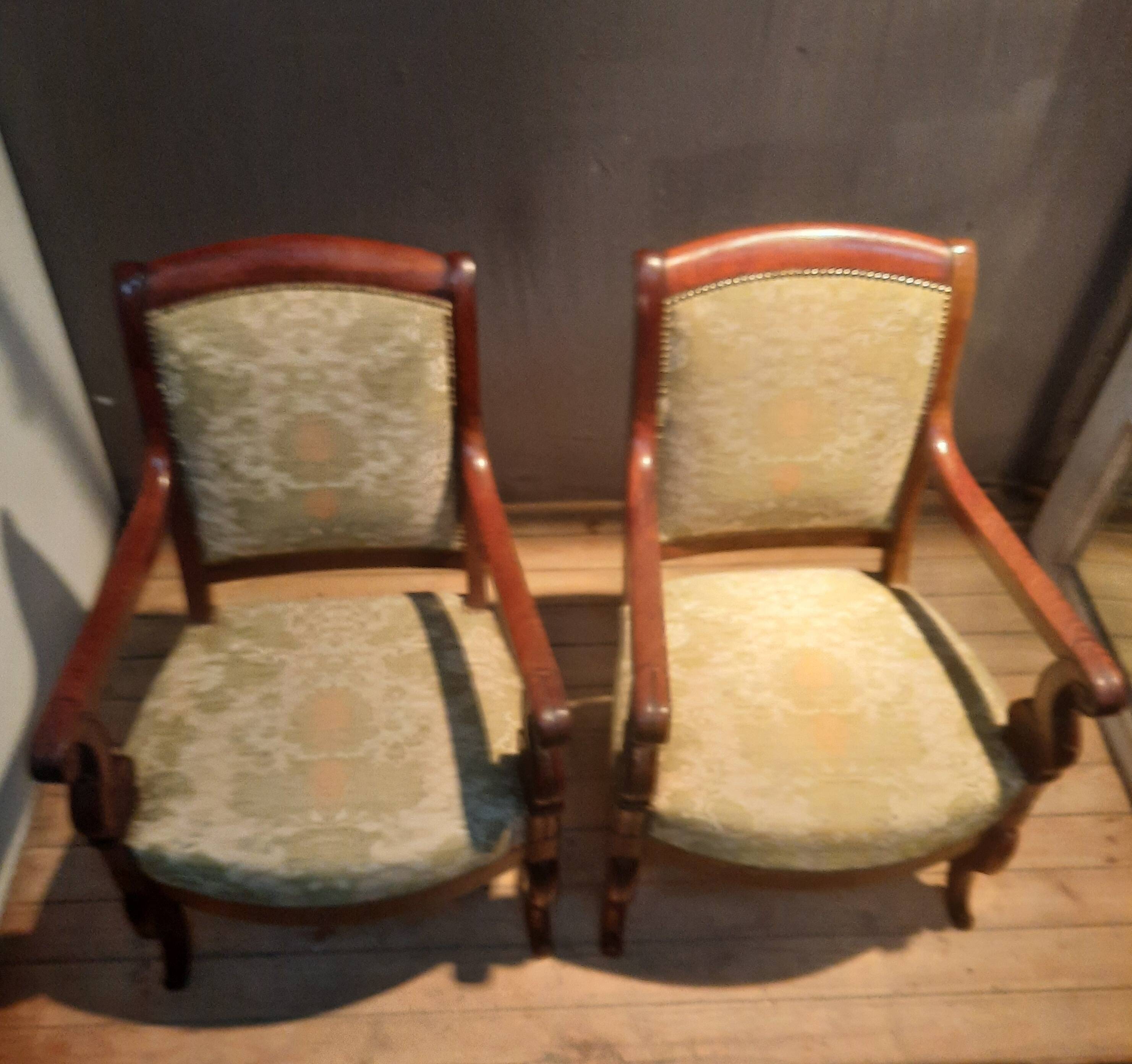 Pair of restoration mahogany armchairs