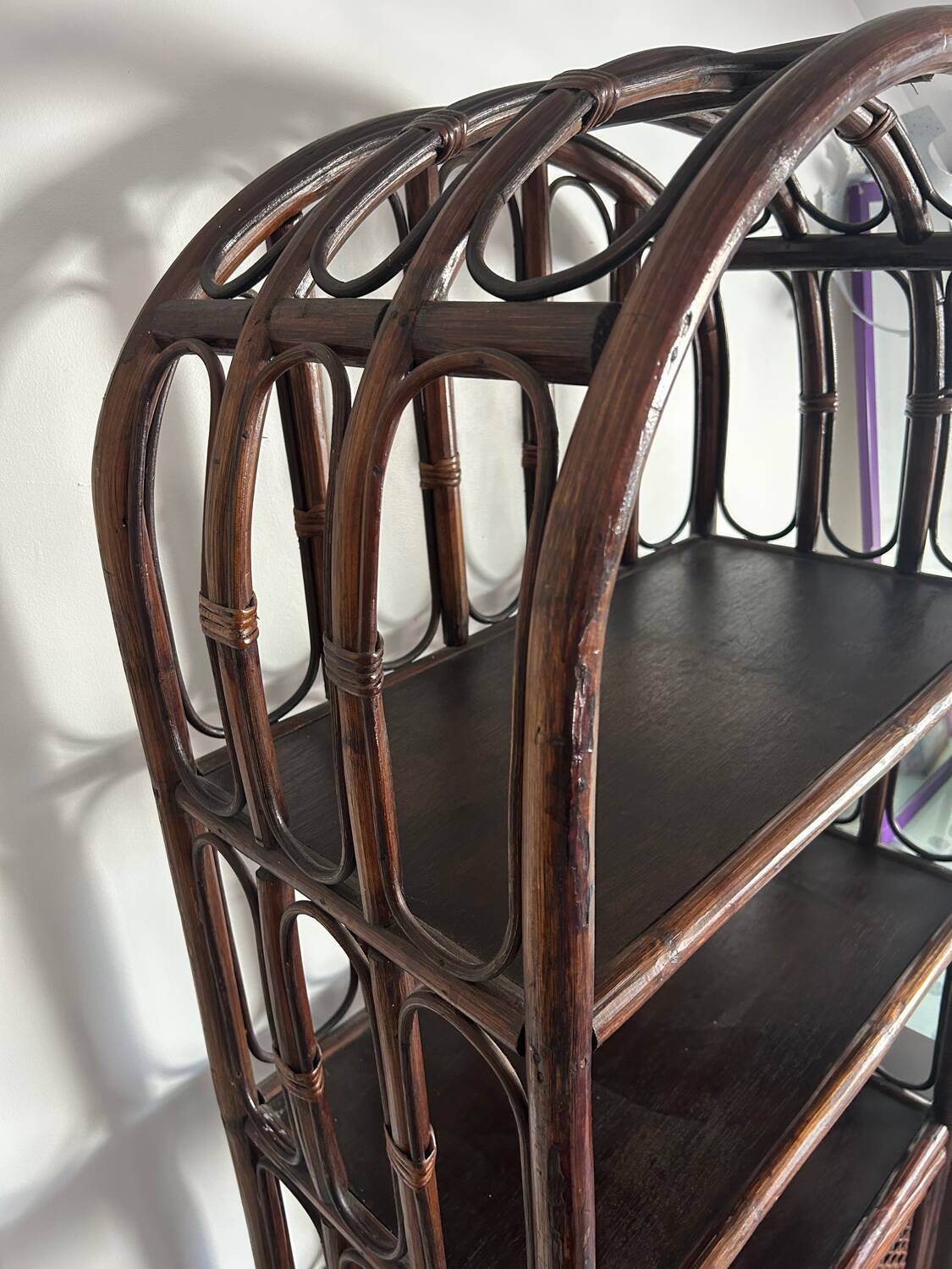 Rattan shelf / bookcase with cabinet