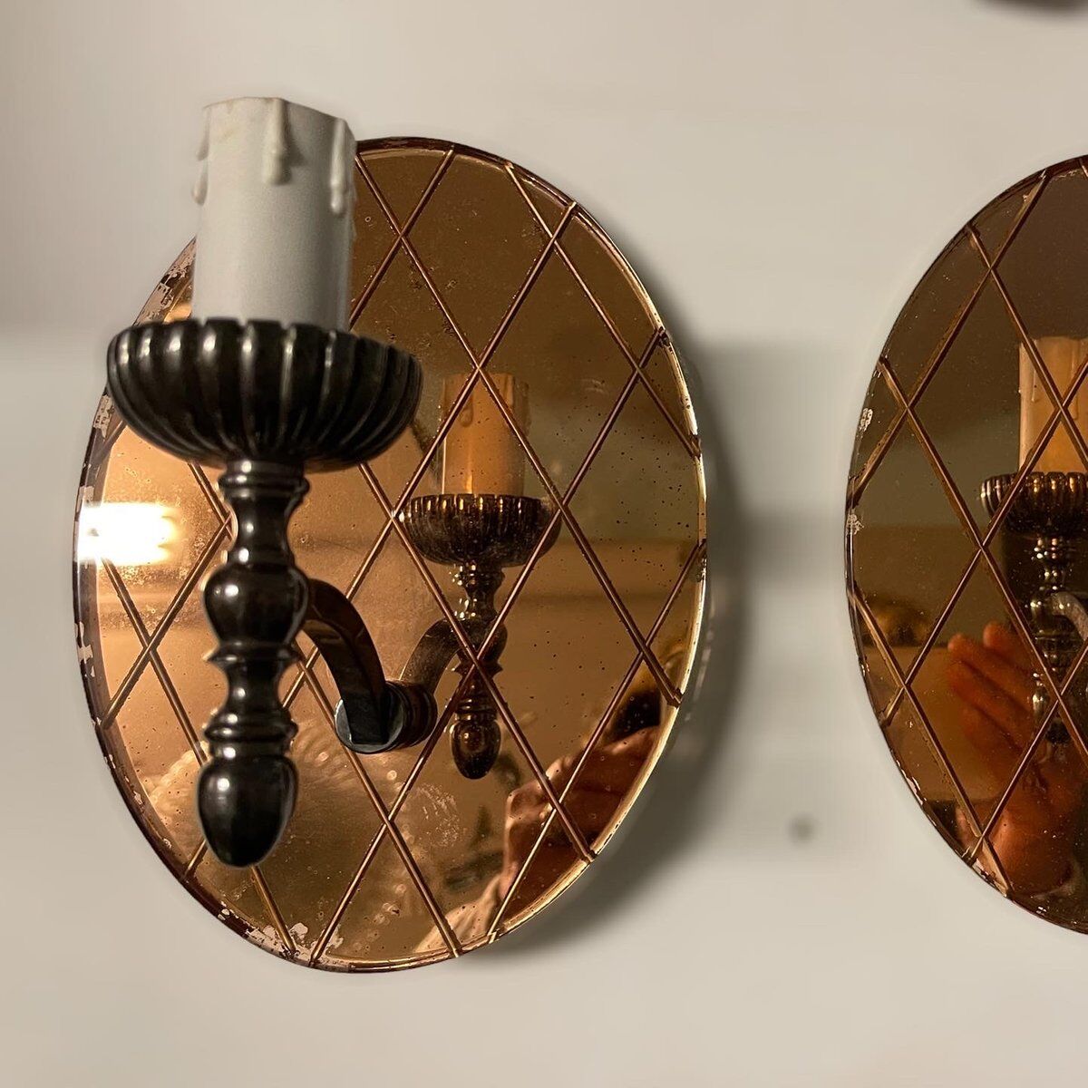Vintage italian mirrored glass sconces