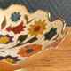 Vintage Enamelled Brass Fruit Bowl – Floral Centrepiece with Edge Fe