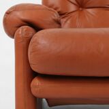 Brown leather 2-seater sofa Coronado by Tobia Scarpa for B&B Italia, Italy ca. 1960